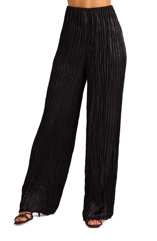 Shop Bella Dahl Variegated Pleat Wide Leg Satin Pants In Black