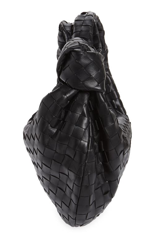 Shop Bottega Veneta Teen Jodie Intrecciato Leather Hobo In Black Silver