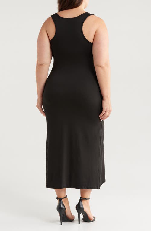24seven Comfort Apparel Racerback Jersey Midi Dress In Black