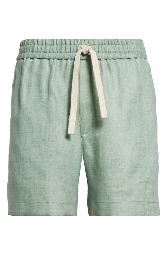 Shop Palm Angels Classic Linen Drawstring Shorts In Mint Mint