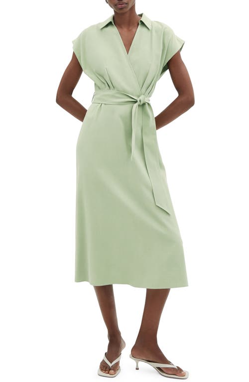 MANGO Faux Wrap Midi Dress Green Apple at Nordstrom,