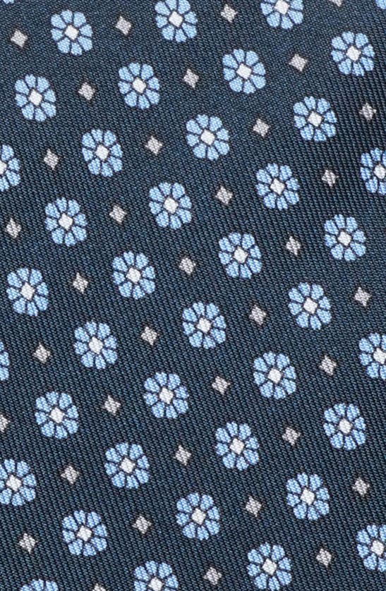 Shop Jack Victor Belmont Floral Medallion Print Silk Tie In Navy