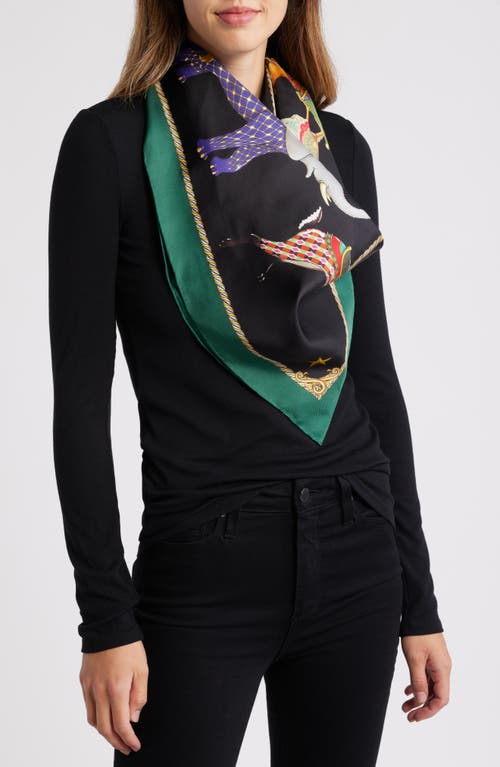 Echo The Menagerie Silk Square Scarf In Black