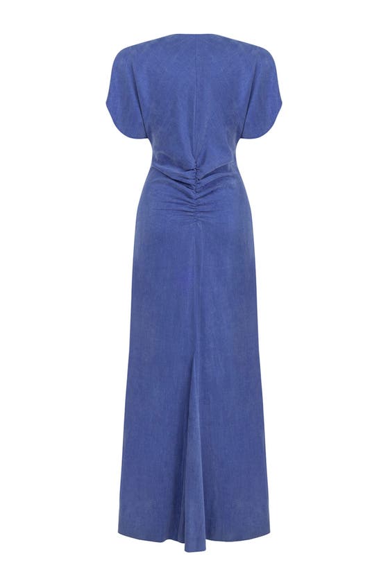 Shop Nocturne Draped V-neck Dress In Blue