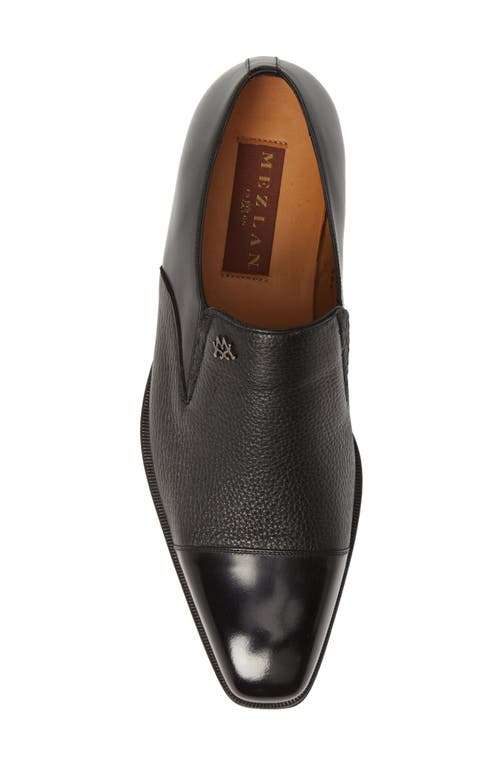 Shop Mezlan Milani Cap Toe Slip-on In Black Leather/deerskin