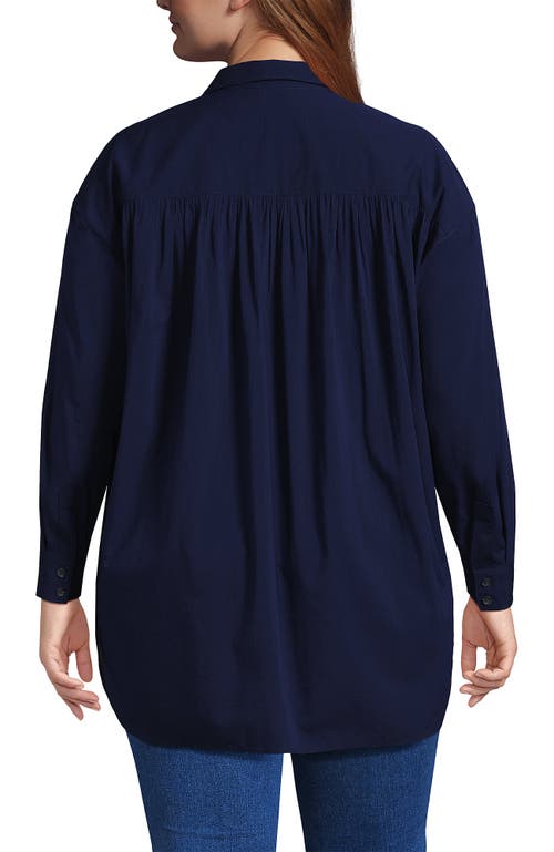 Lands' End Cotton Voile Billowy Oversized Shirt In Deep Sea Navy