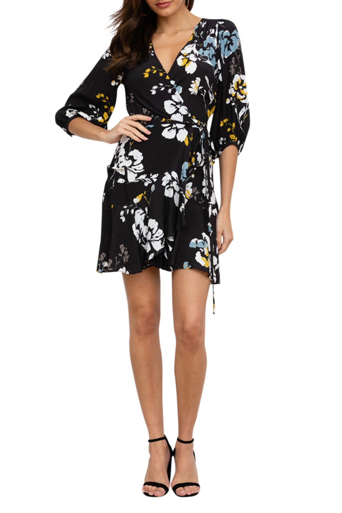 yumi floral print wrap dress