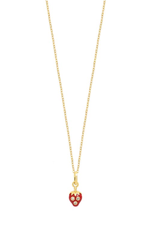 Bony Levy Kids' Strawberry Diamond Pendant Necklace in 18K Yellow Gold at Nordstrom, Size 15