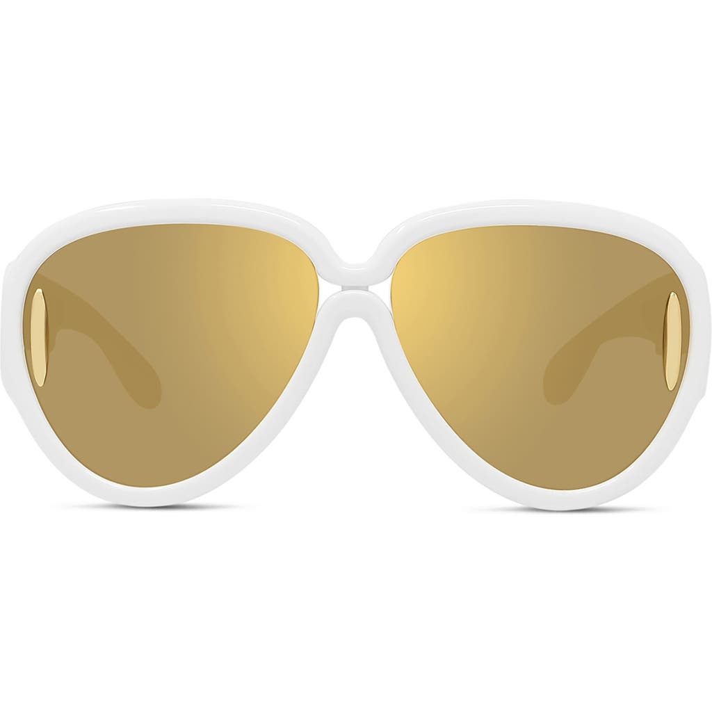 Loewe Anagram 65mm Oversized Pilot Mask Sunglasses In Ivory/brown Mirror