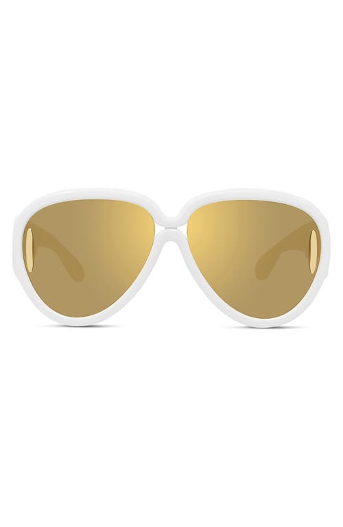 Loewe Anagram 65mm Oversized Pilot Mask Sunglasses in Ivory /Brown Mirror at Nordstrom