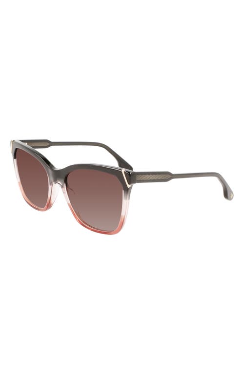 Shop Victoria Beckham Guilloché 56mm Gradient Rectangular Sunglasses In Grey/rose/caramel