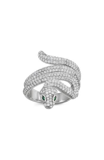 Fzn Cubic Zirconia Snake Ring In Silver