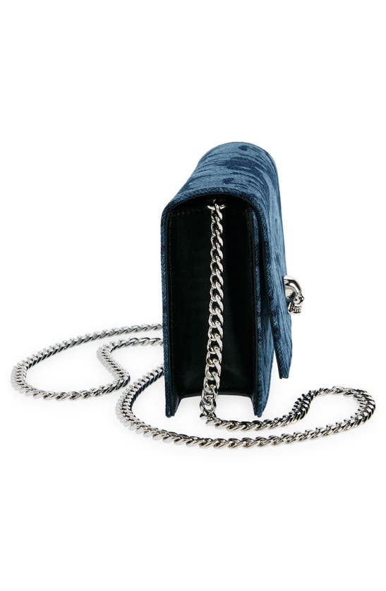 Shop Alexander Mcqueen Small Skull Denim Shoulder Bag In Blue