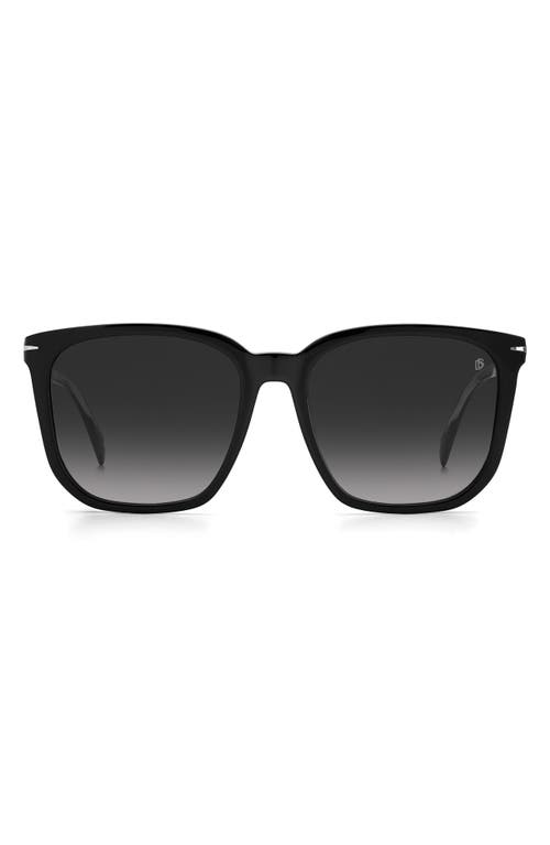 David Beckham 57mm Square Sunglasses in Black /Grey Shaded