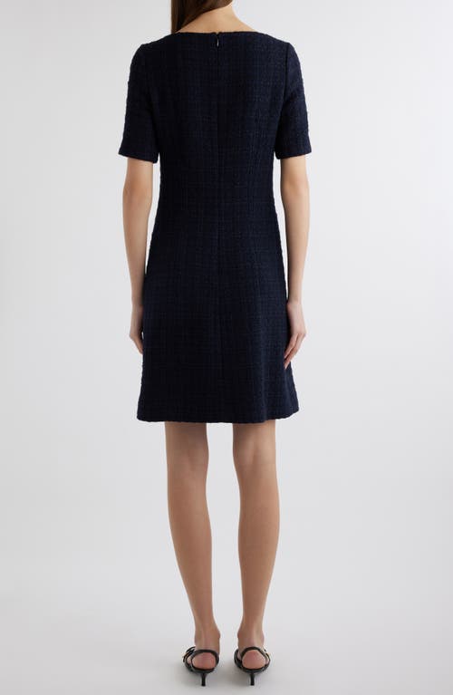 Shop Givenchy Wool Blend Bouclé Tweed Dress In Dark Navy