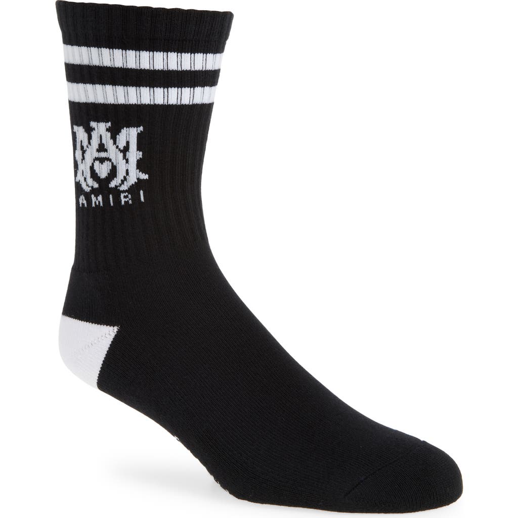Amiri Monogram Core Logo Crew Socks In Black White