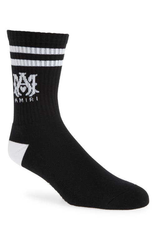 AMIRI Monogram Core Logo Crew Socks Black White at Nordstrom,