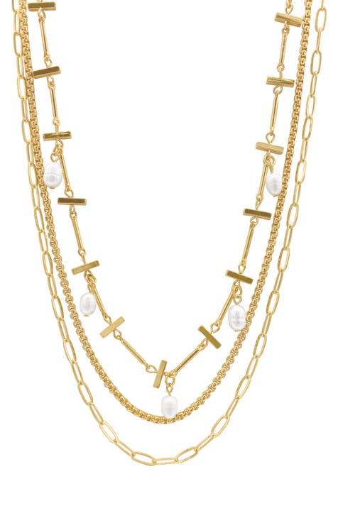 Freshwater Pearl Layered Chain Necklace