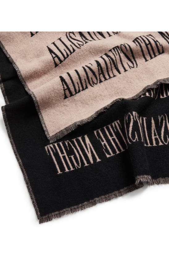 Allsaints Varsity Woven Wool Blend Scarf In Blush Black