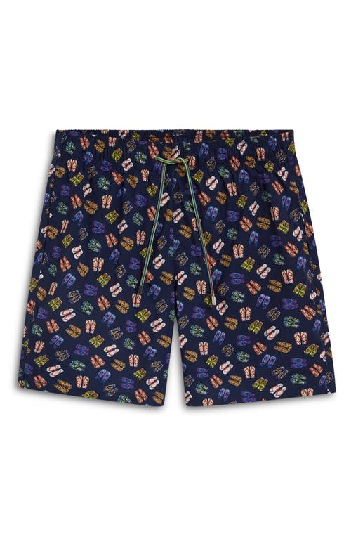 Shop Bugatchi Cosmo Print Swim Trunks In Navy