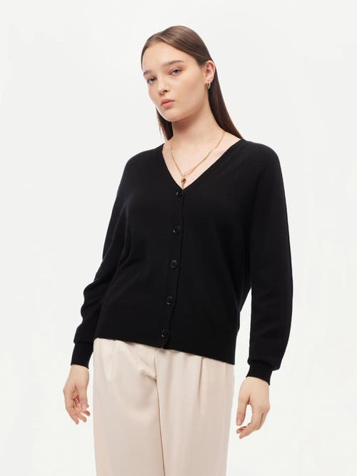 Gobi Mongolian Cashmere 3d Button-up Cardigan In Black