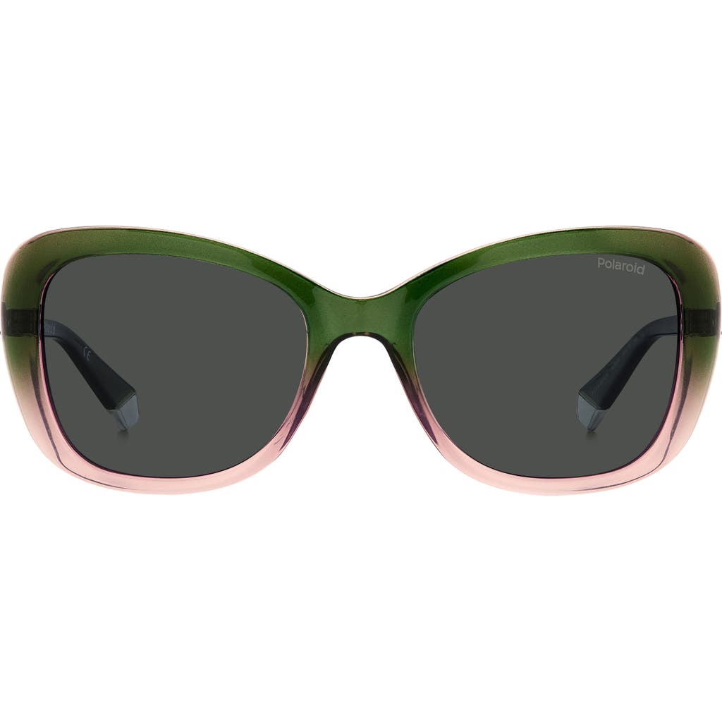 Polaroid 53mm Polarized Cat Eye Sunglasses In Green Pink/grey Polarized