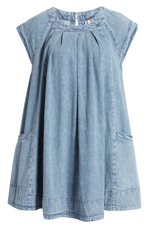 Shop Free People Marcel Pleated Denim Minidress In Lakeside