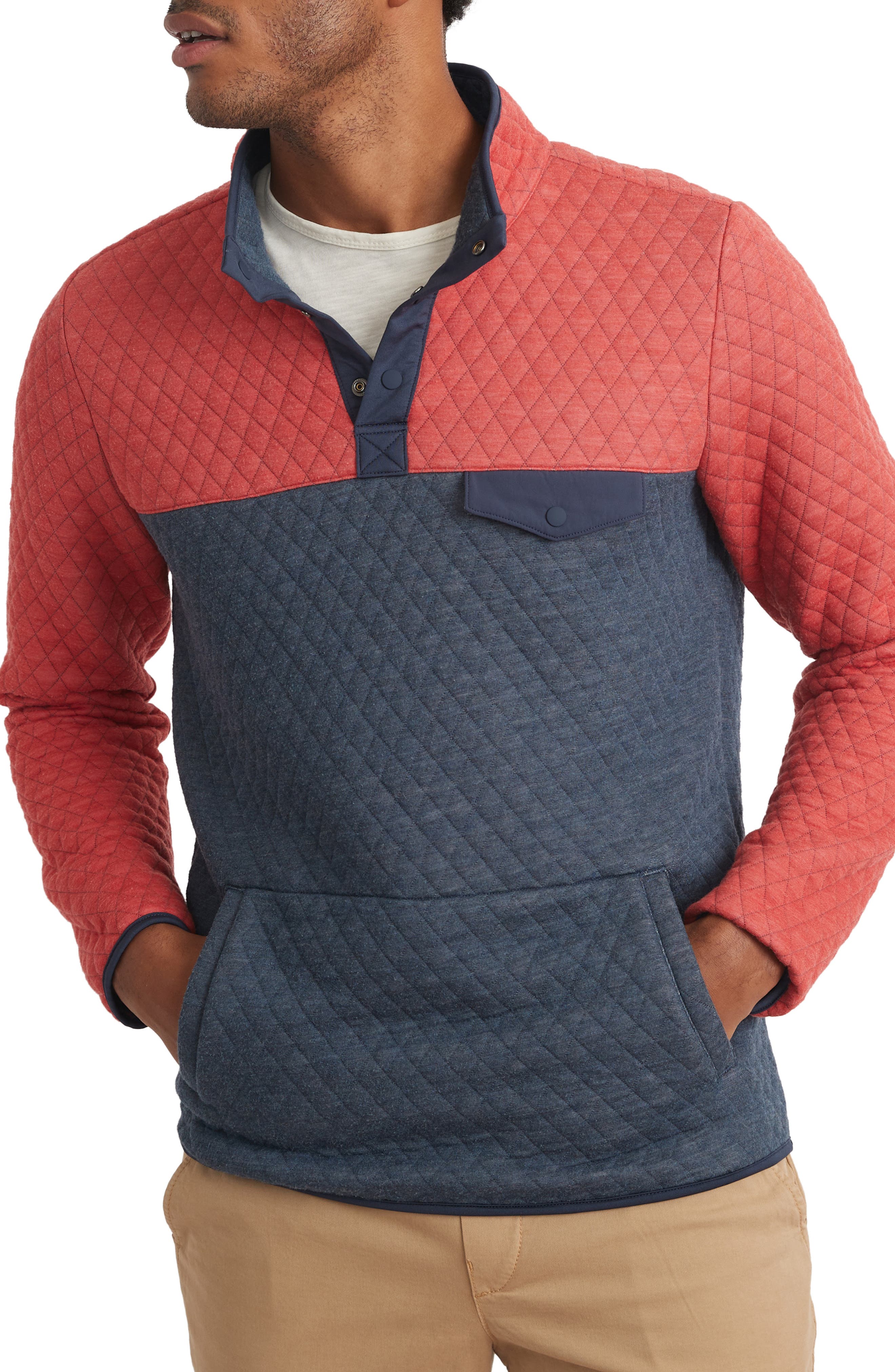 quilted pullover sweatshirt