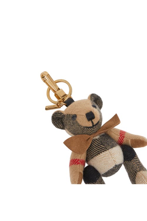 Burberry Check Thomas Bear Keyring In Archive Beige