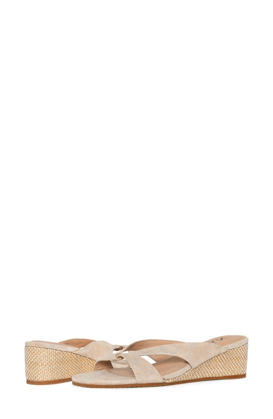 Shop Nydj Contessa Wedge Slide Sandal In Sand Light Gold