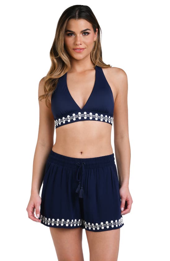 LA BLANCA LA BLANCA SEA SCALLOPS EMBROIDERED TRIM COVER-UP BEACH SHORTS