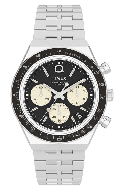 Shop Timex ® Q Chronograph Bracelet Watch, 40mm In Silver/black/silver