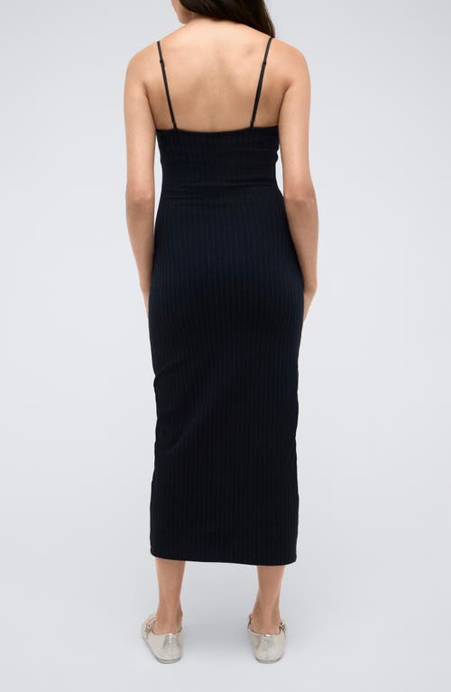 Kenneth Cole Stripe Midi Slipdress In Dark Navy/grey