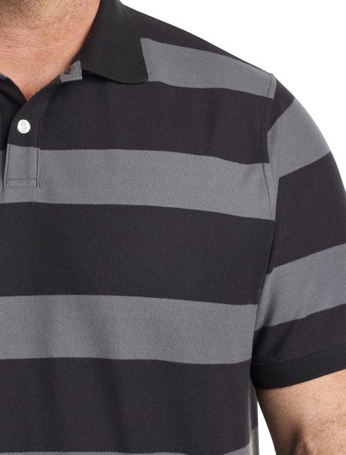 Harbor Bay By Dxl Striped Polo Shirt In Black Grey