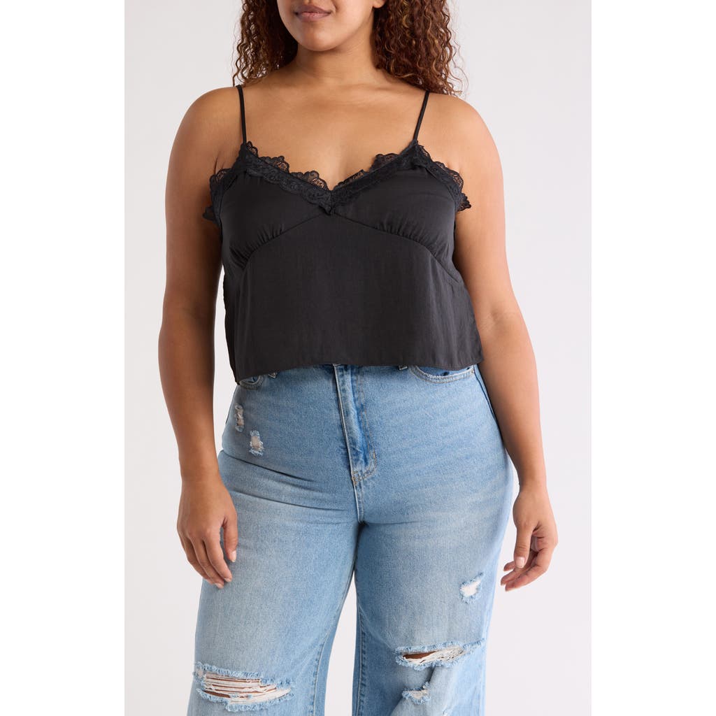 Abound Lace Trim Cropped Camisole In Black Night