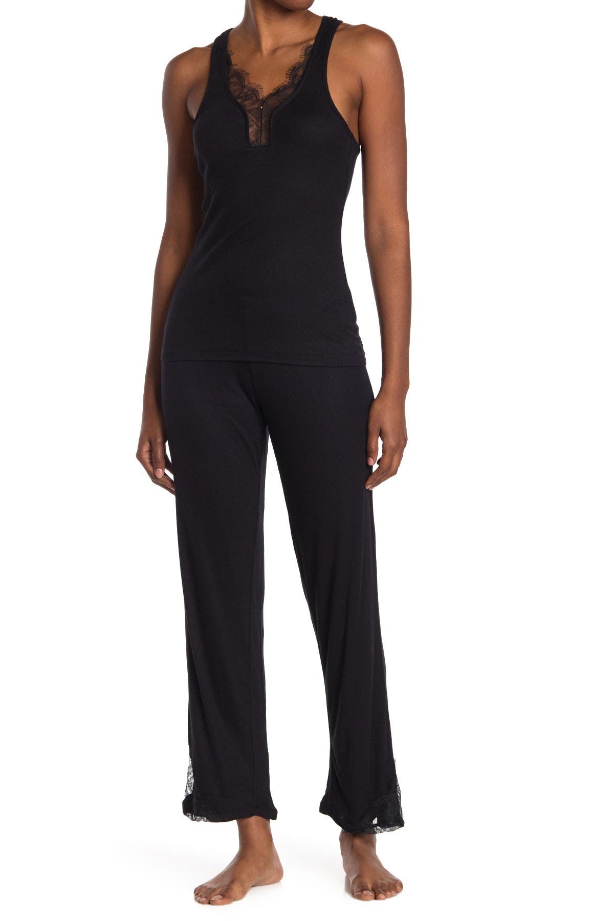 vince camuto lace trim jumpsuit