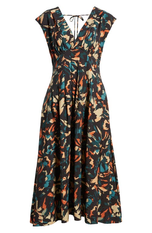 Chelsea28 Abstract Print Midi Dress In Black Multi Grey Strokes