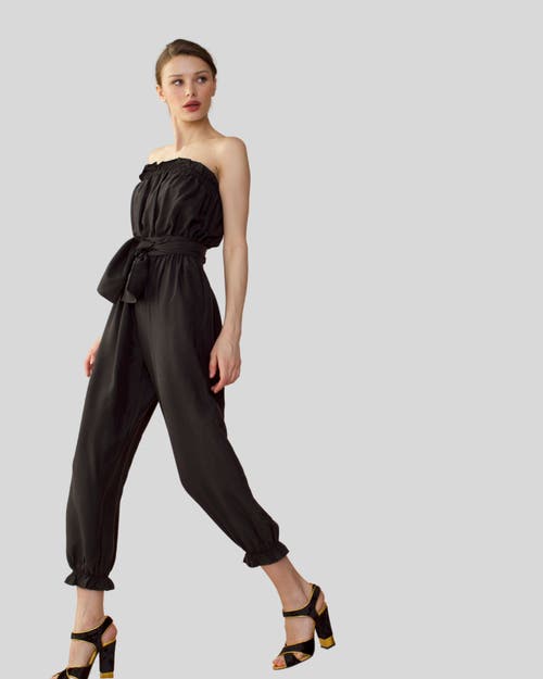 Cynthia Rowley Silk Strapless Jumpsuit In Black
