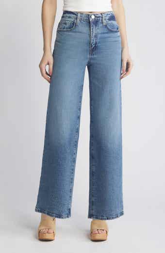 Compra online de Women Seamed Front Wide Leg Jeans Elastic Waist Stretch  Denim Flare Jeans High Waisted Jean Bell Bottom Cropped Pants