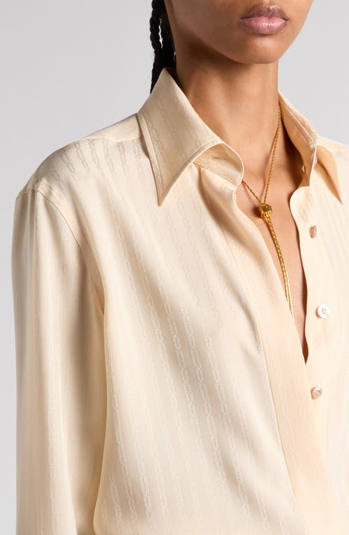 Shop Tom Ford Whitney Stripe Satin Button-up Shirt In Sunset Beige