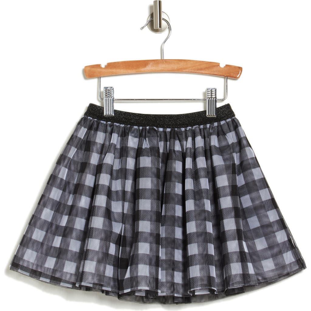 Shop Flapdoodles Kids' Gingham Tulle Skirt In Black