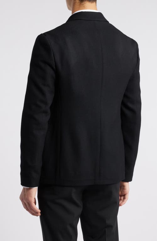 Shop Emporio Armani Textured Black Wool Sport Coat In Solid Black