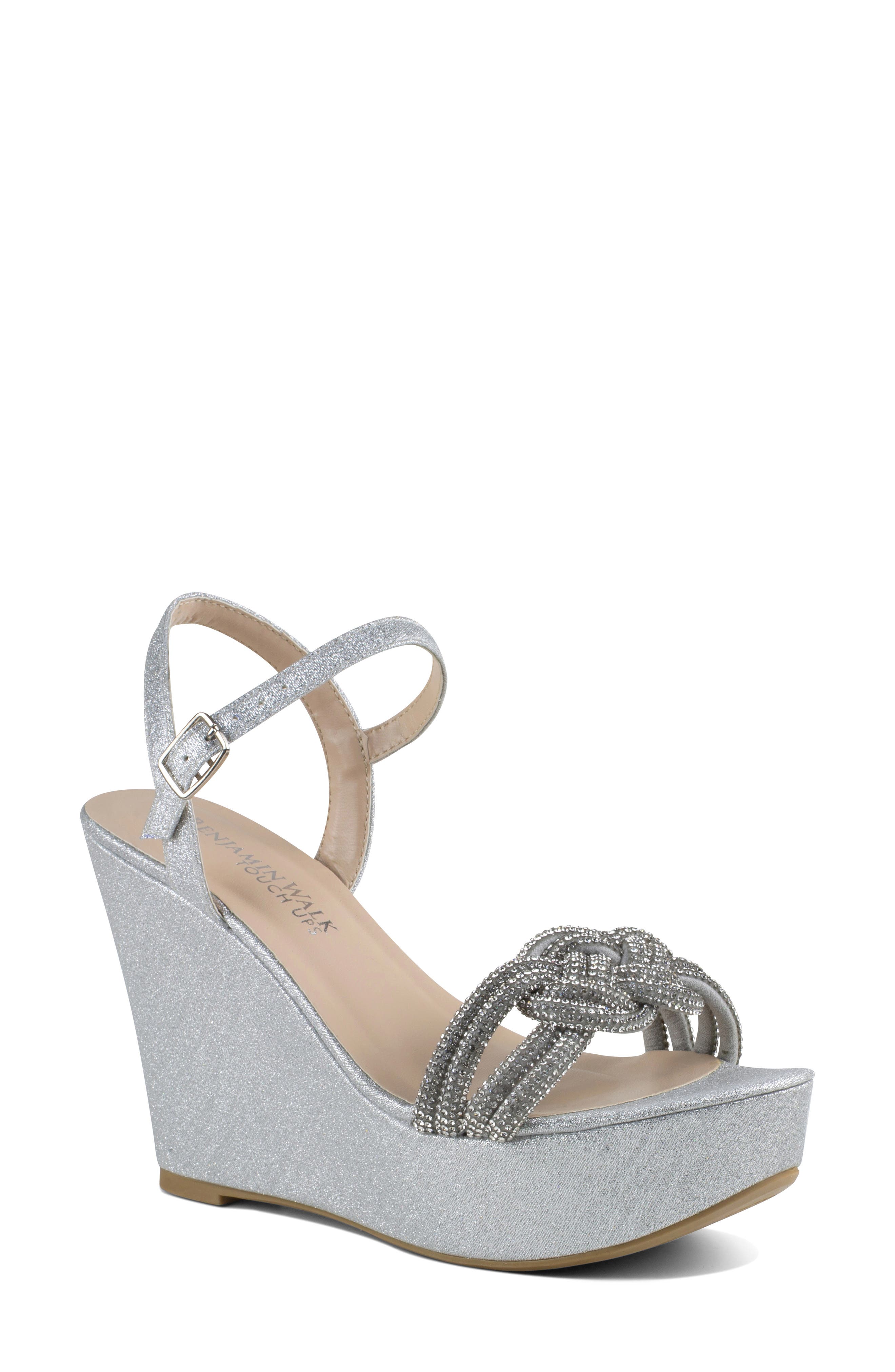 silver dress wedges