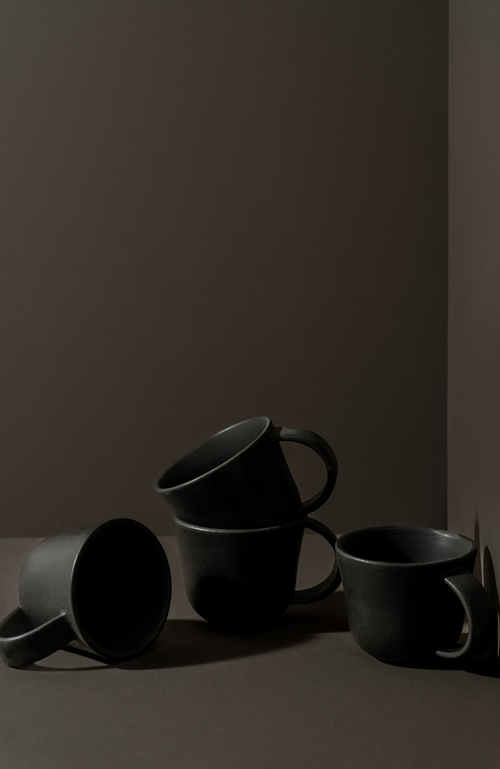 Gharyan Stoneware Tunisian Mugs Set Of 4 In Black
