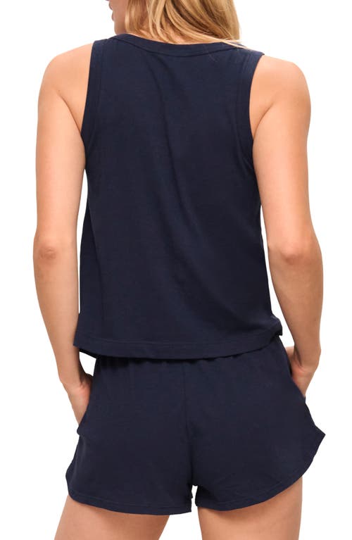 Shop Eberjey Solid Pajama Tank Top In Navy