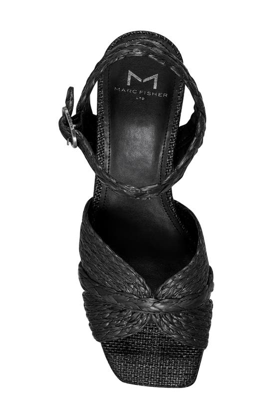 Shop Marc Fisher Ltd Chela Platform Raffia Sandal In Black