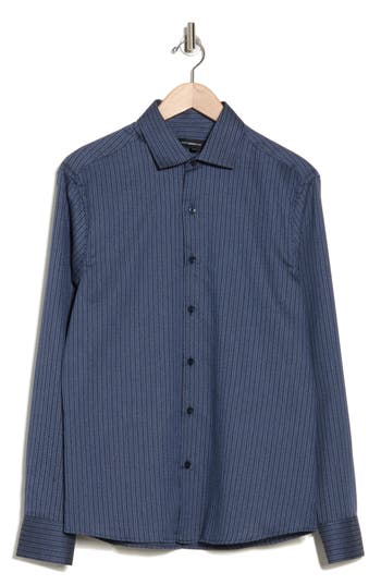Westzeroone Evan Long Sleeve Button-up Shirt In Navy