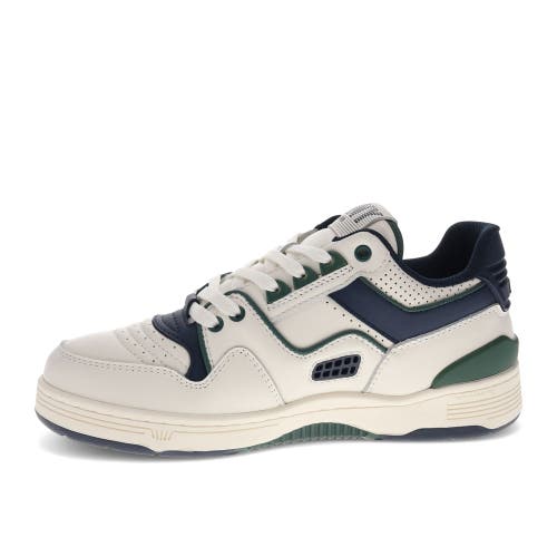 Pony Mens M100 Low Archive Genuine Leather Premium Lace Up Athletic Sneaker Shoe In Snow White/navy/green