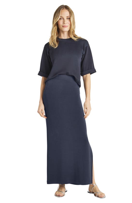 Splendid Massie Scuba Knit Maxi Skirt In Navy