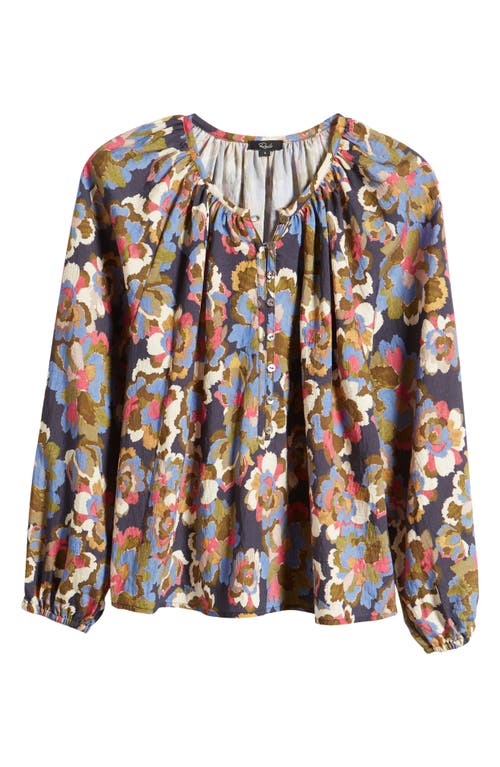 Shop Rails Indi Floral Balloon Sleeve Top In Navy Wildflower